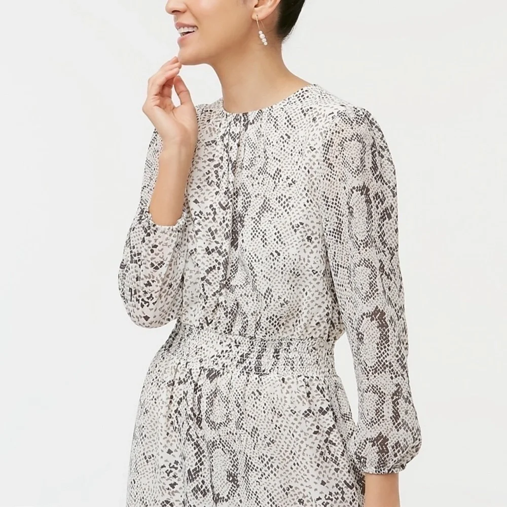 J Crew Cinched Waist Snakeskin Print Dress size Small